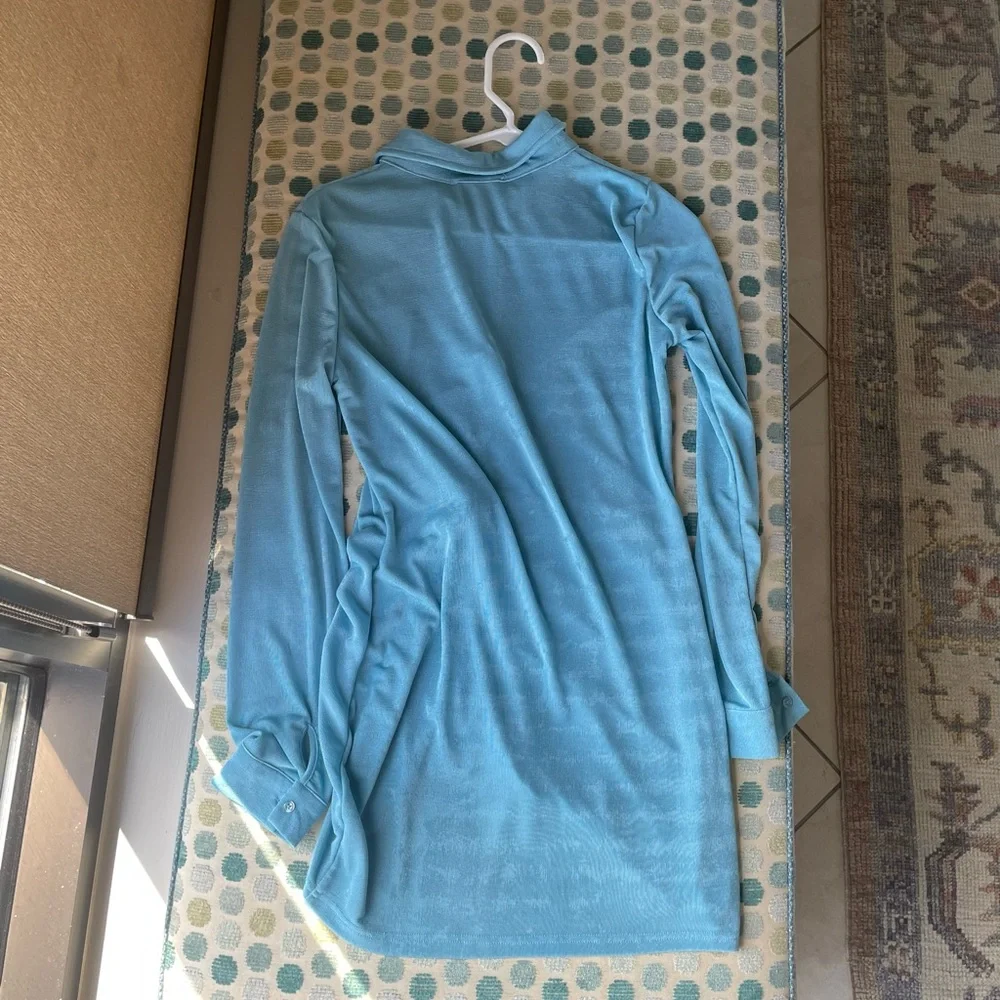 Button Front Blue Dress - Picture 2 of 3